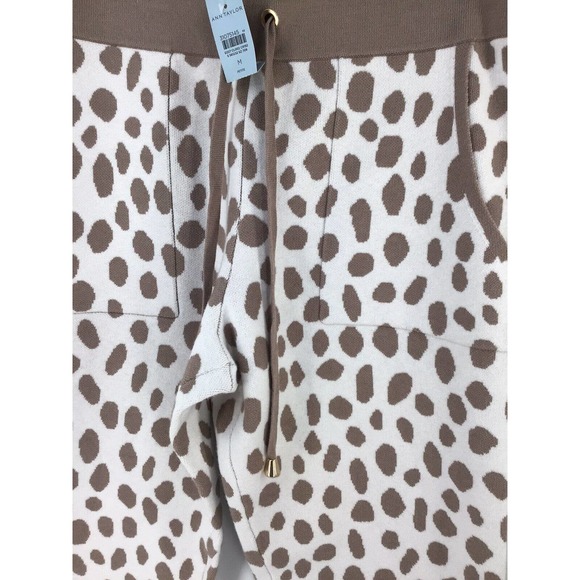 Ann Taylor Cream Taupe Animal Print Sweater Knit Jogger Pants New - Picture 5 of 12
